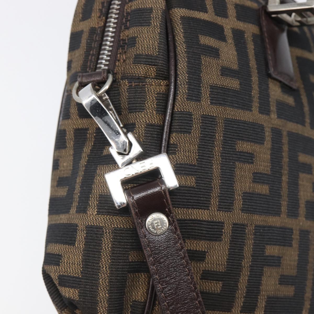 FENDI Zucca Canvas Hand Bag 2way Black Brown Auth 206742V
