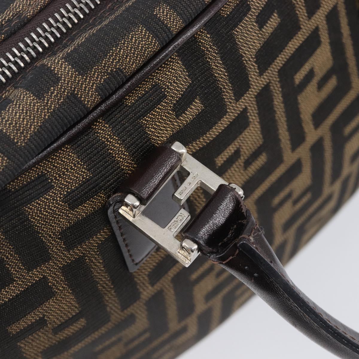 FENDI Zucca Canvas Hand Bag 2way Black Brown Auth 206742V