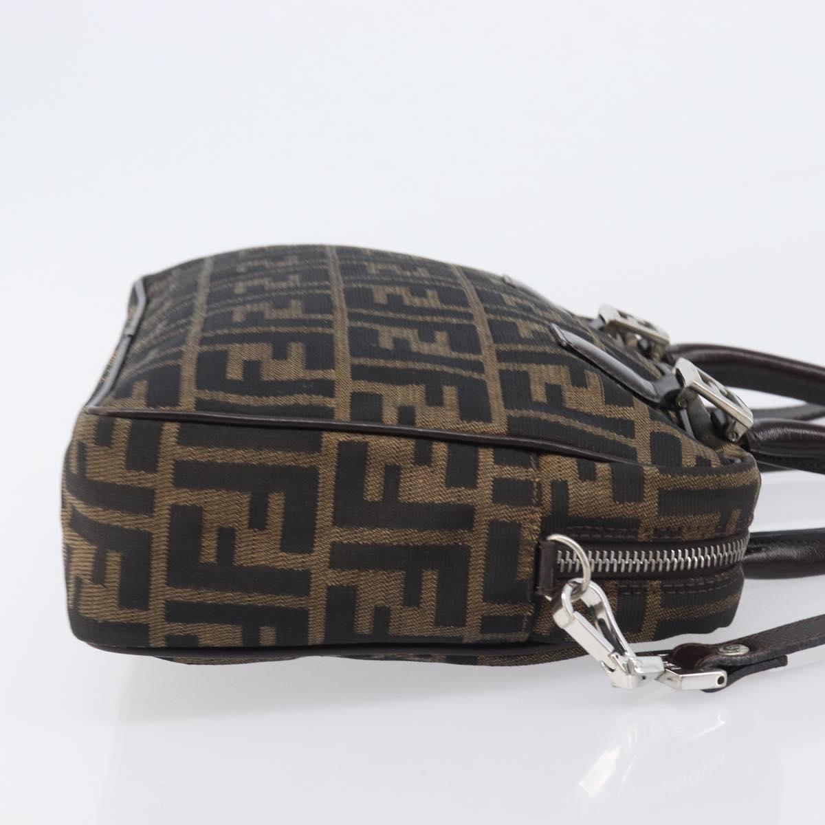 FENDI Zucca Canvas Hand Bag 2way Black Brown Auth 206742V