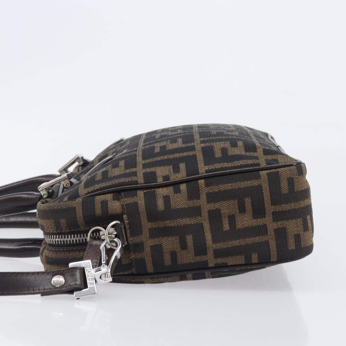 FENDI Zucca Canvas Hand Bag 2way Black Brown Auth 206742V