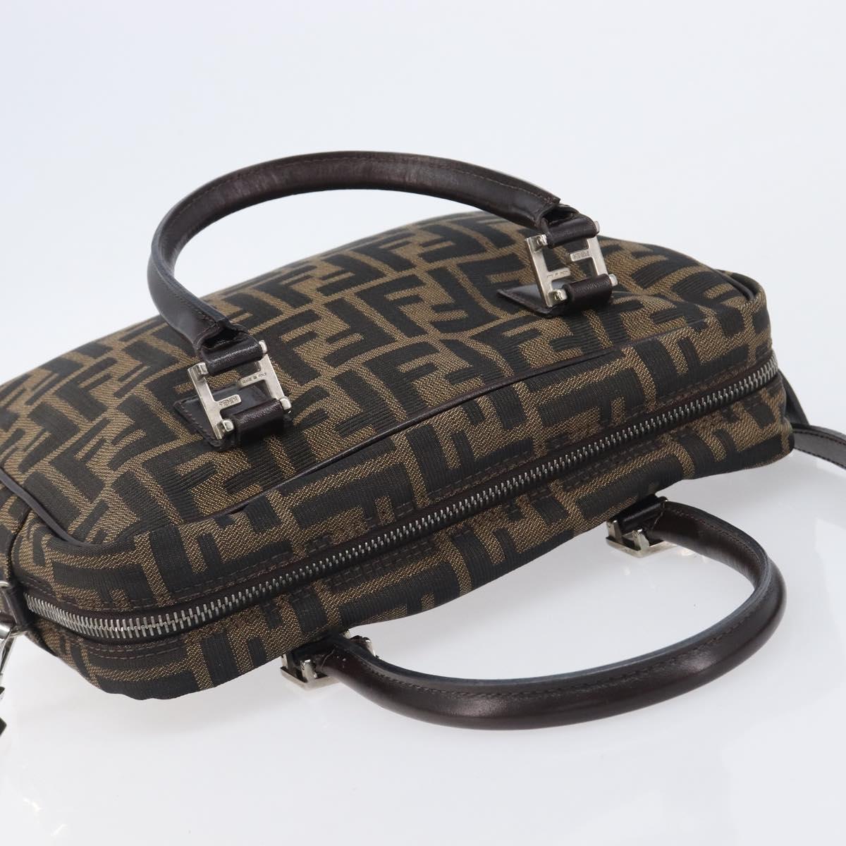 FENDI Zucca Canvas Hand Bag 2way Black Brown Auth 206742V