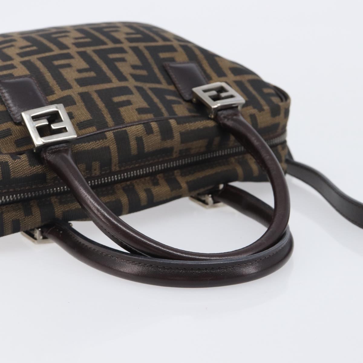 FENDI Zucca Canvas Hand Bag 2way Black Brown Auth 206742V
