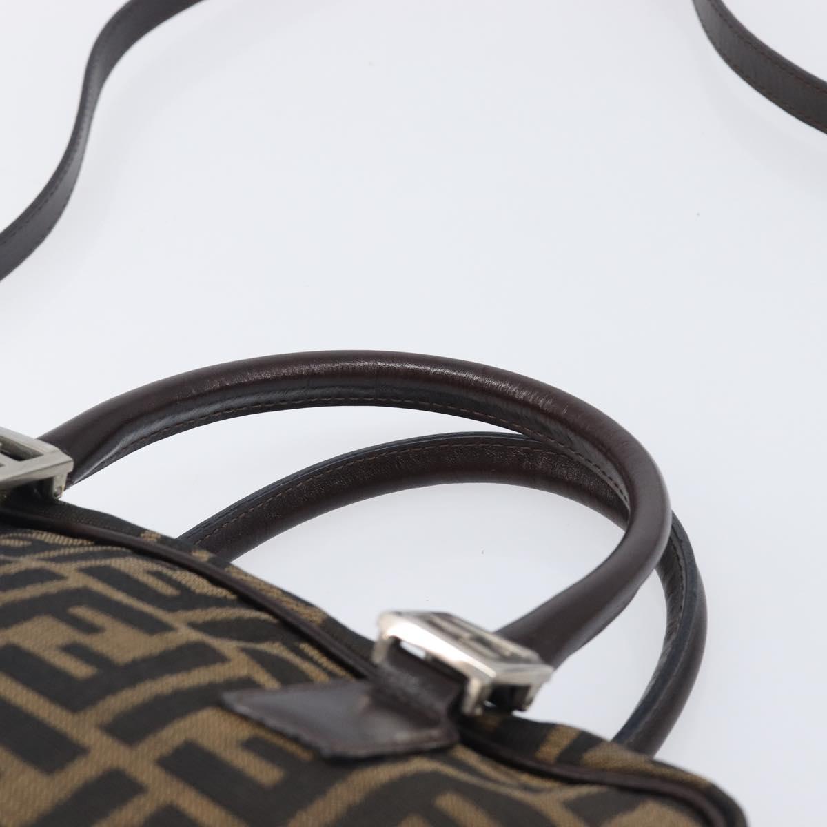 FENDI Zucca Canvas Hand Bag 2way Black Brown Auth 206742V