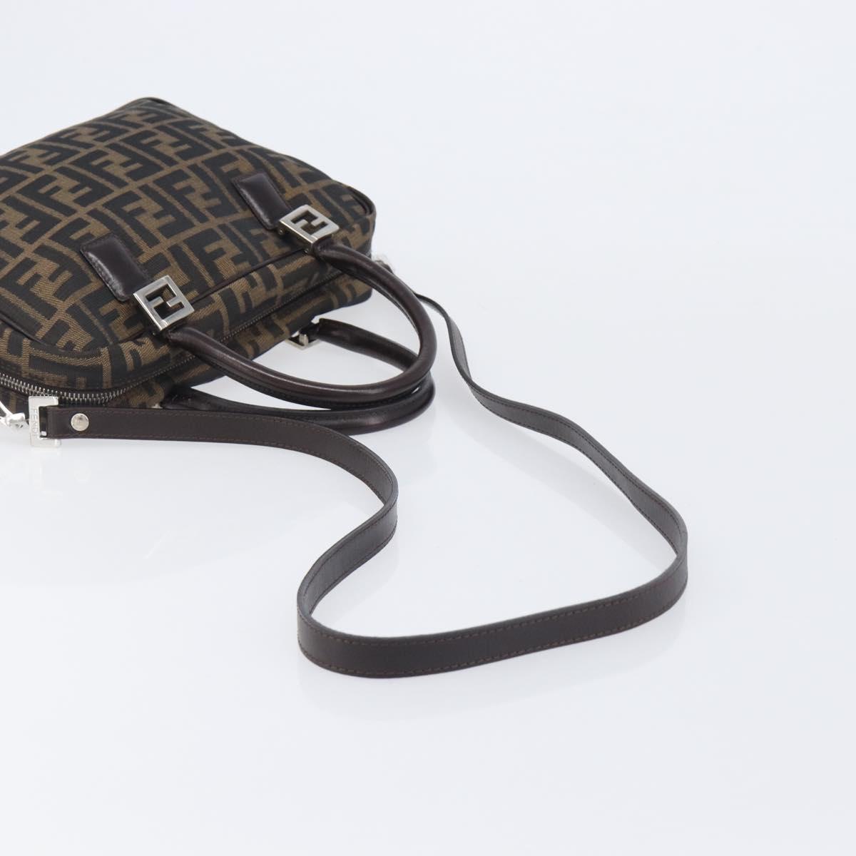 FENDI Zucca Canvas Hand Bag 2way Black Brown Auth 206742V