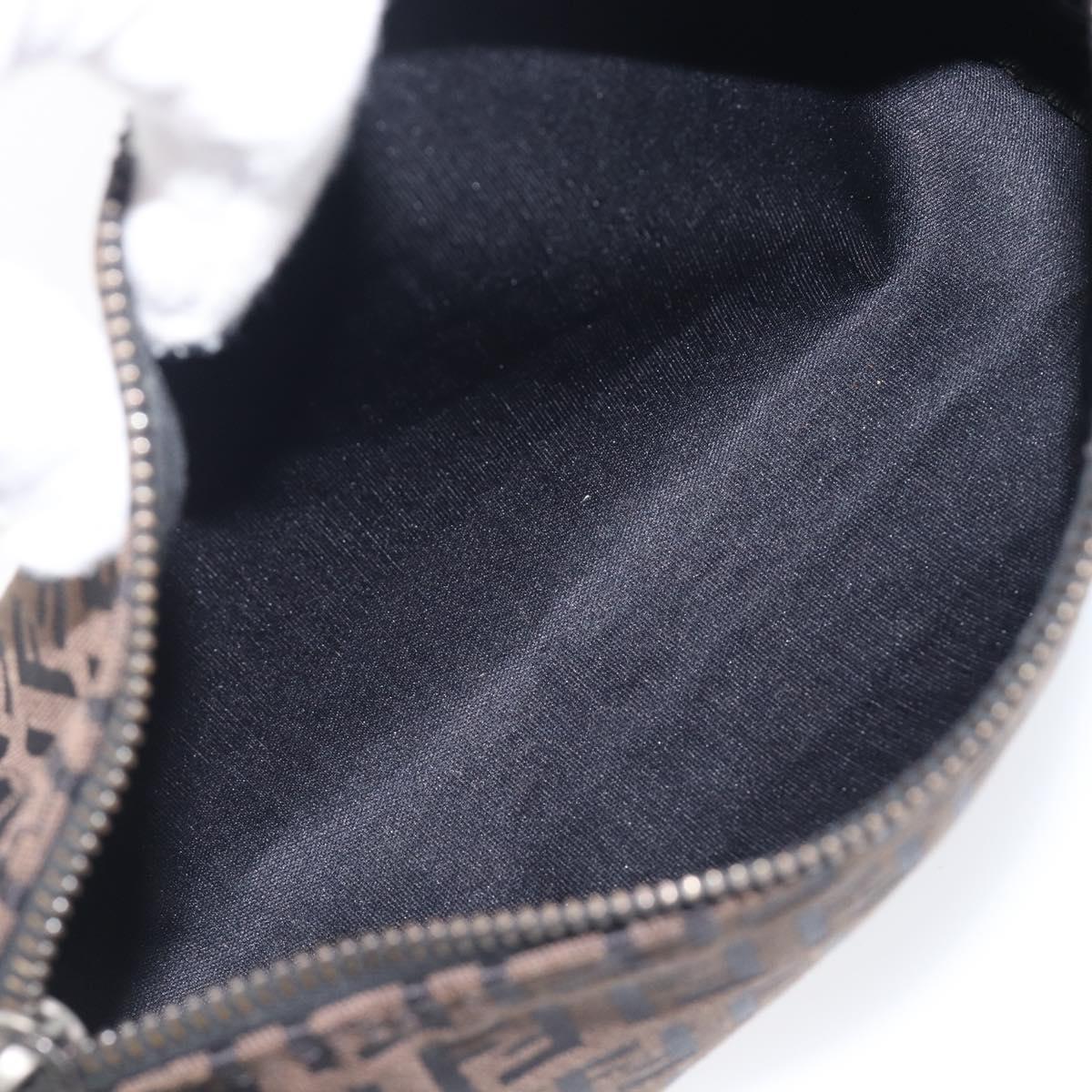 FENDI Zucchino Canvas Accessory Pouch Dark Brown Black Auth 206743A