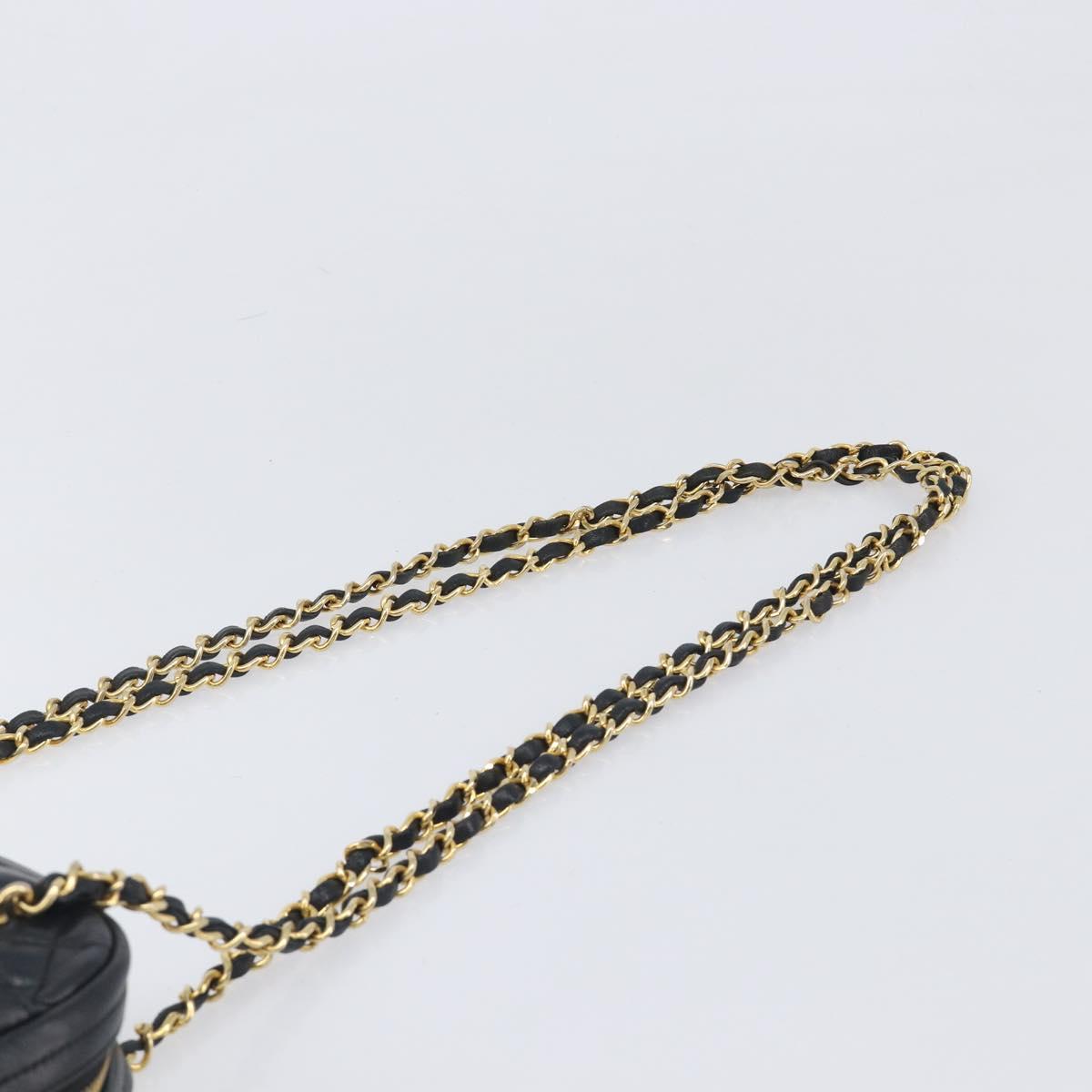 CHANEL Matelasse Chain Shoulder Bag Lamb Skin Black Gold CC Auth 206746A