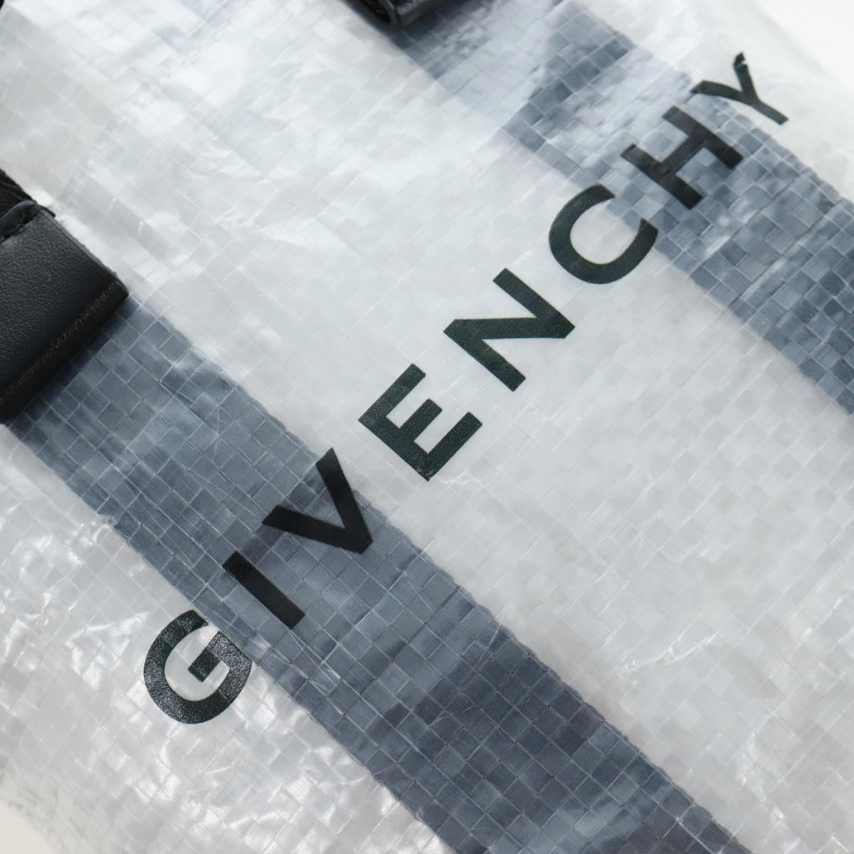 GIVENCHY Hand Bag Vinyl 2way Clear Silver Auth 206748A
