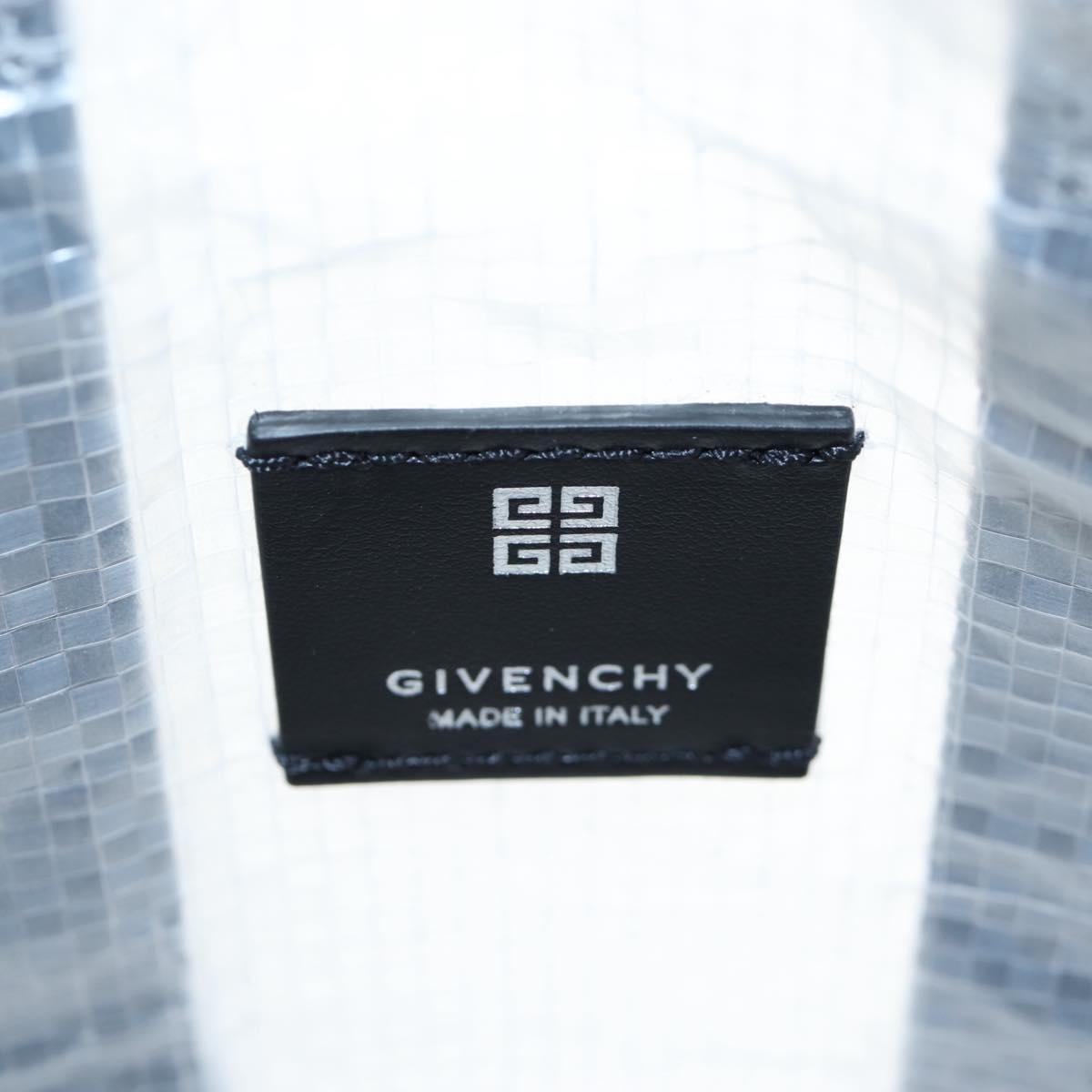 GIVENCHY Hand Bag Vinyl 2way Clear Silver Auth 206748A