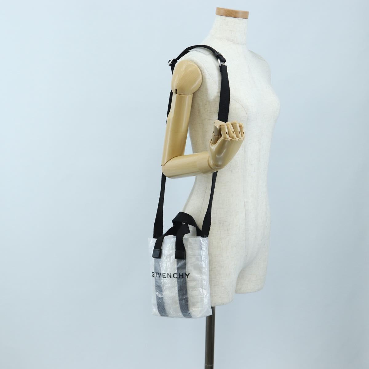 GIVENCHY Hand Bag Vinyl 2way Clear Silver Auth 206748A