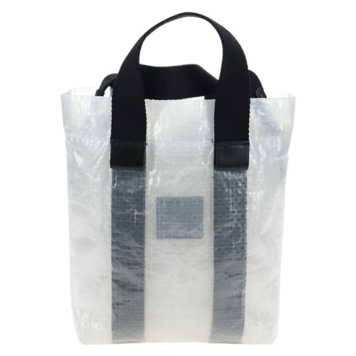 GIVENCHY Hand Bag Vinyl 2way Clear Silver Auth 206748A