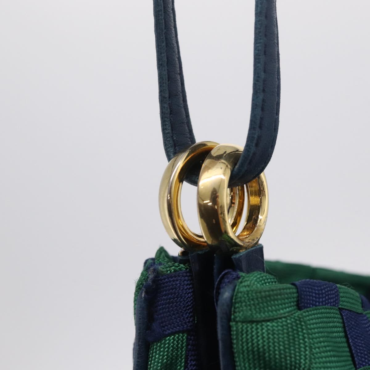 Bottega Veneta INTRECCIATO Shoulder Bag Canvas Green Gold Auth 206749