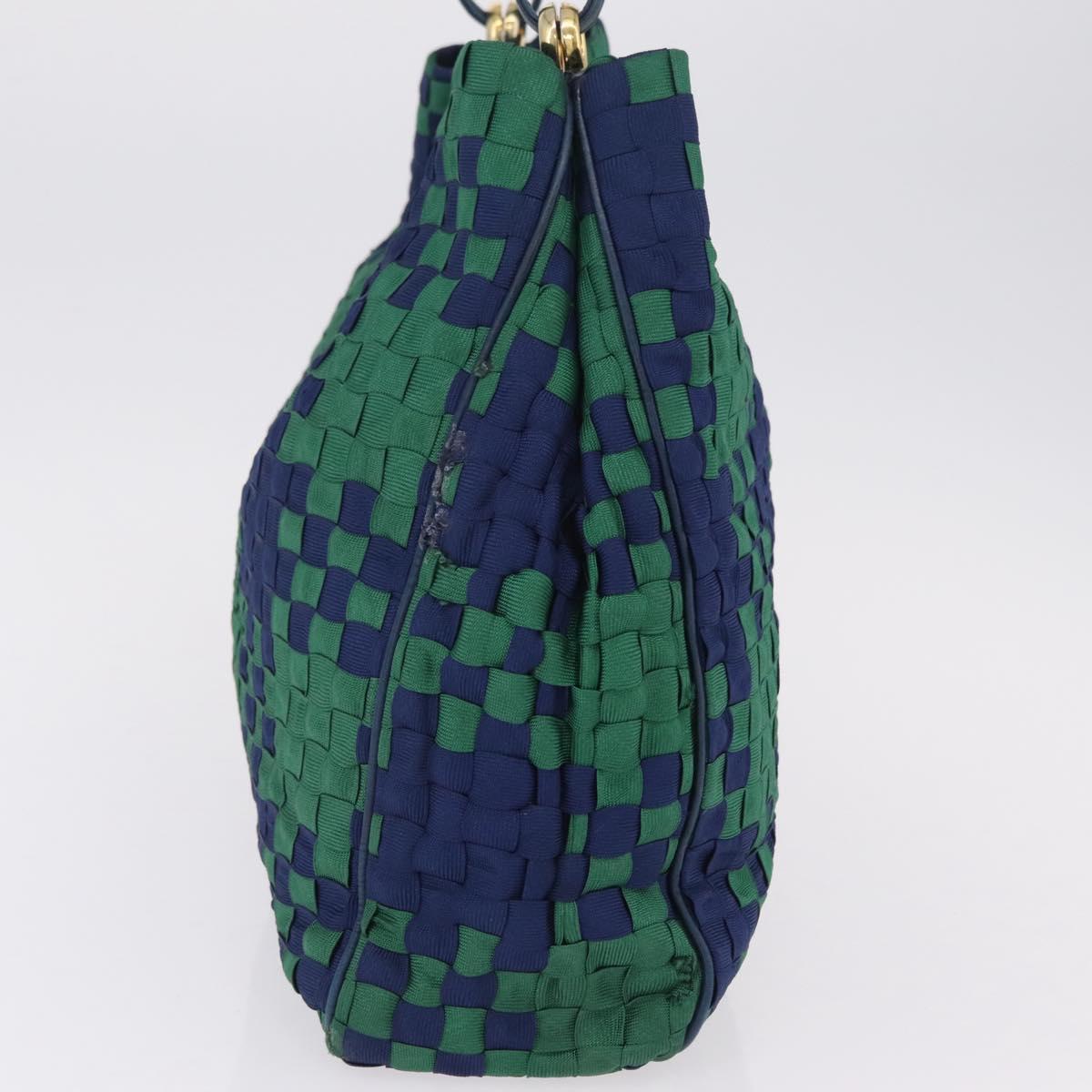 Bottega Veneta INTRECCIATO Shoulder Bag Canvas Green Gold Auth 206749