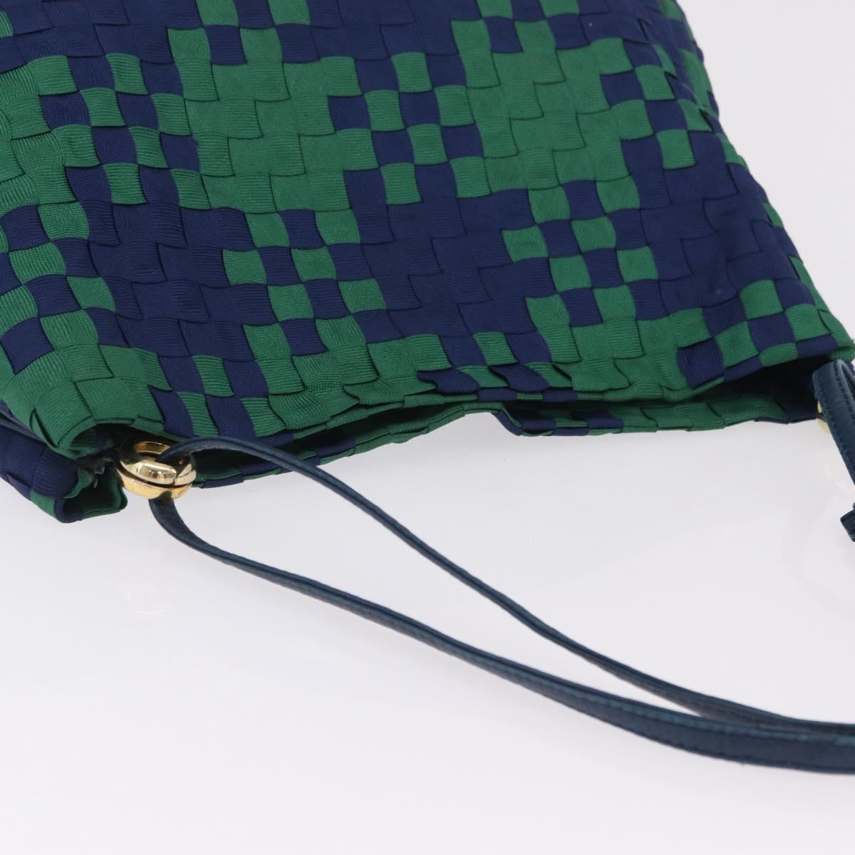 Bottega Veneta INTRECCIATO Shoulder Bag Canvas Green Gold Auth 206749