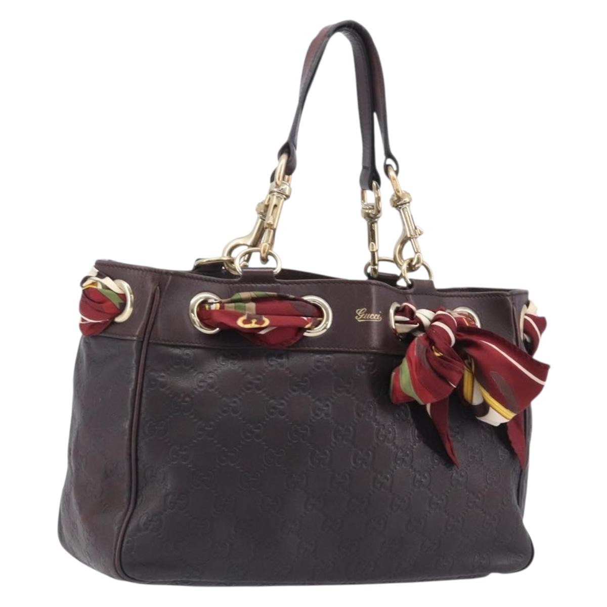 GUCCI GG Canvas Guccissima Hand Bag Leather Brown Gold 162879 Auth 206751