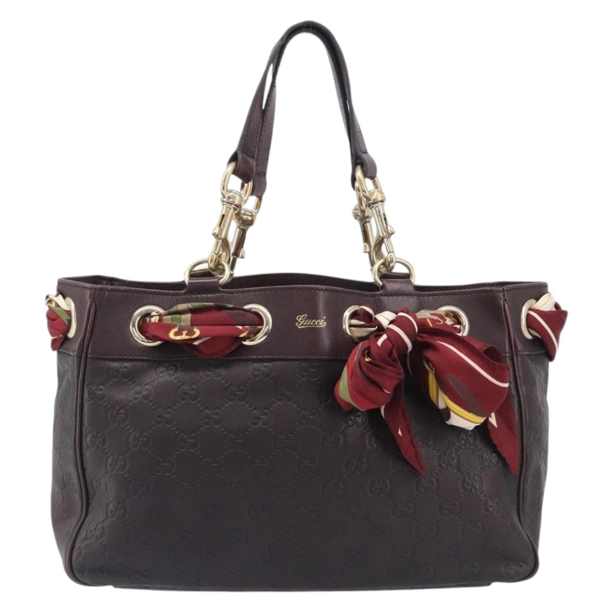 GUCCI GG Canvas Guccissima Hand Bag Leather Brown Gold 162879 Auth 206751