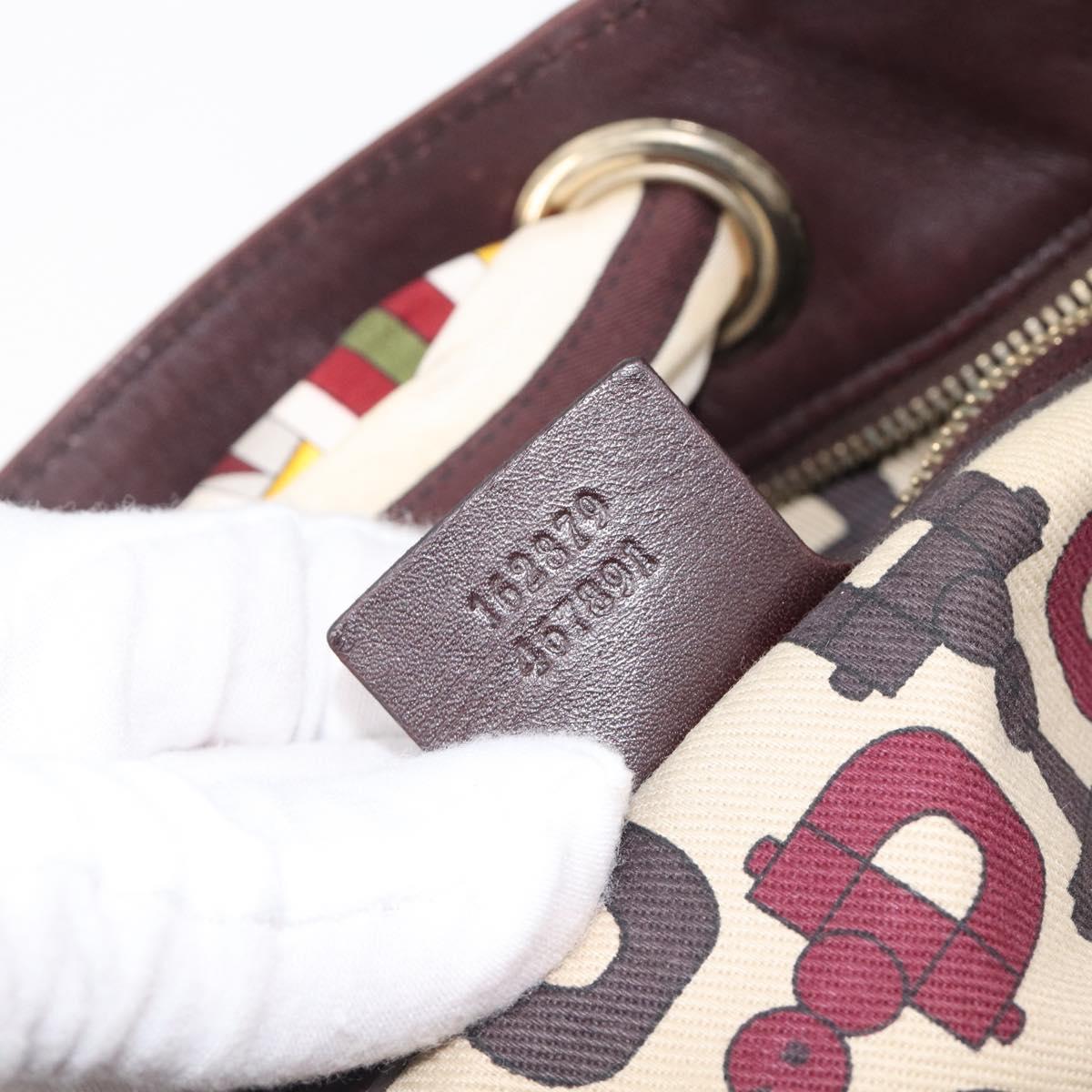 GUCCI GG Canvas Guccissima Hand Bag Leather Brown Gold 162879 Auth 206751