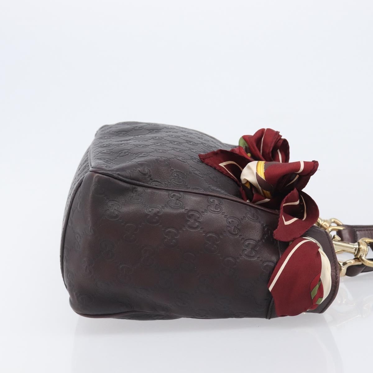 GUCCI GG Canvas Guccissima Hand Bag Leather Brown Gold 162879 Auth 206751