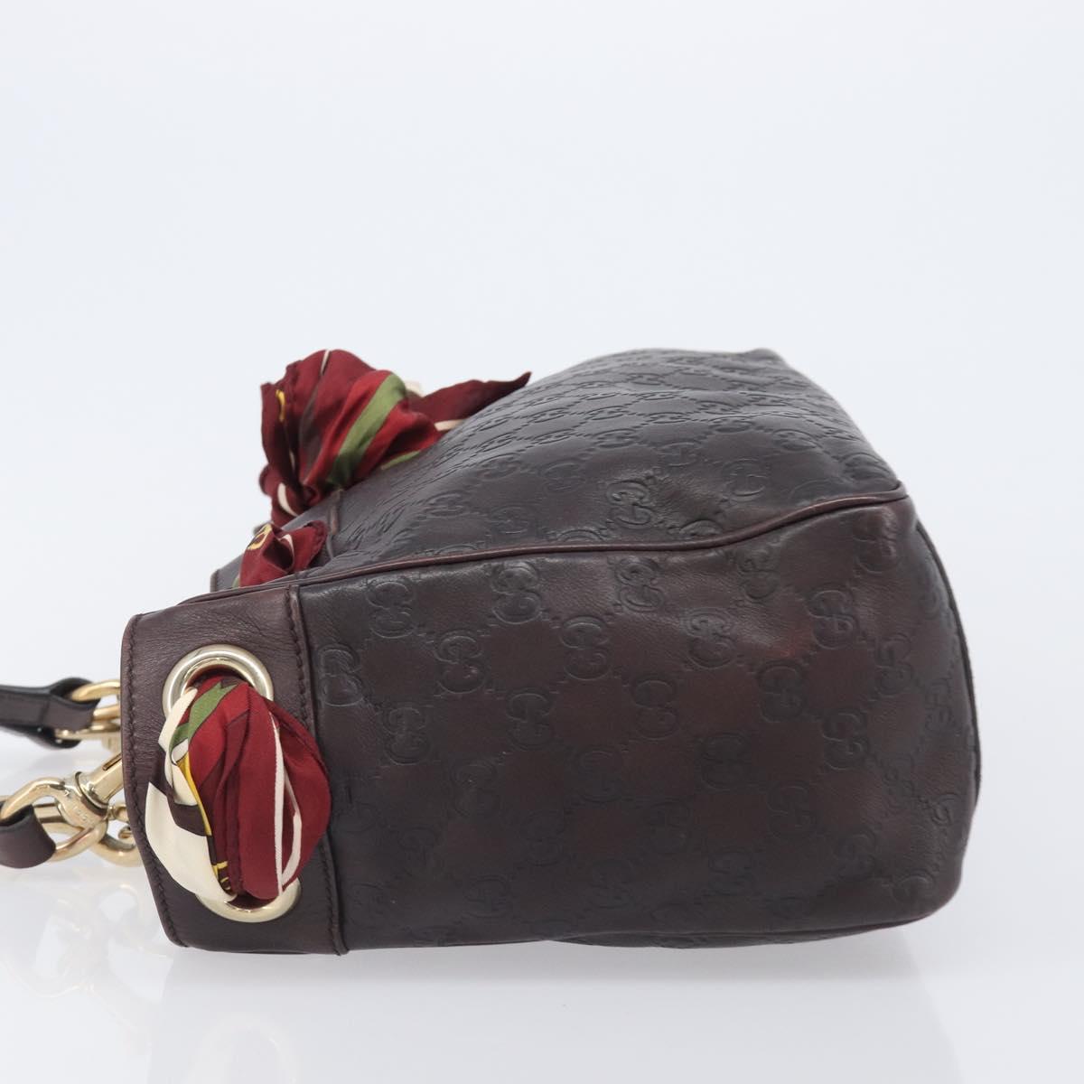 GUCCI GG Canvas Guccissima Hand Bag Leather Brown Gold 162879 Auth 206751
