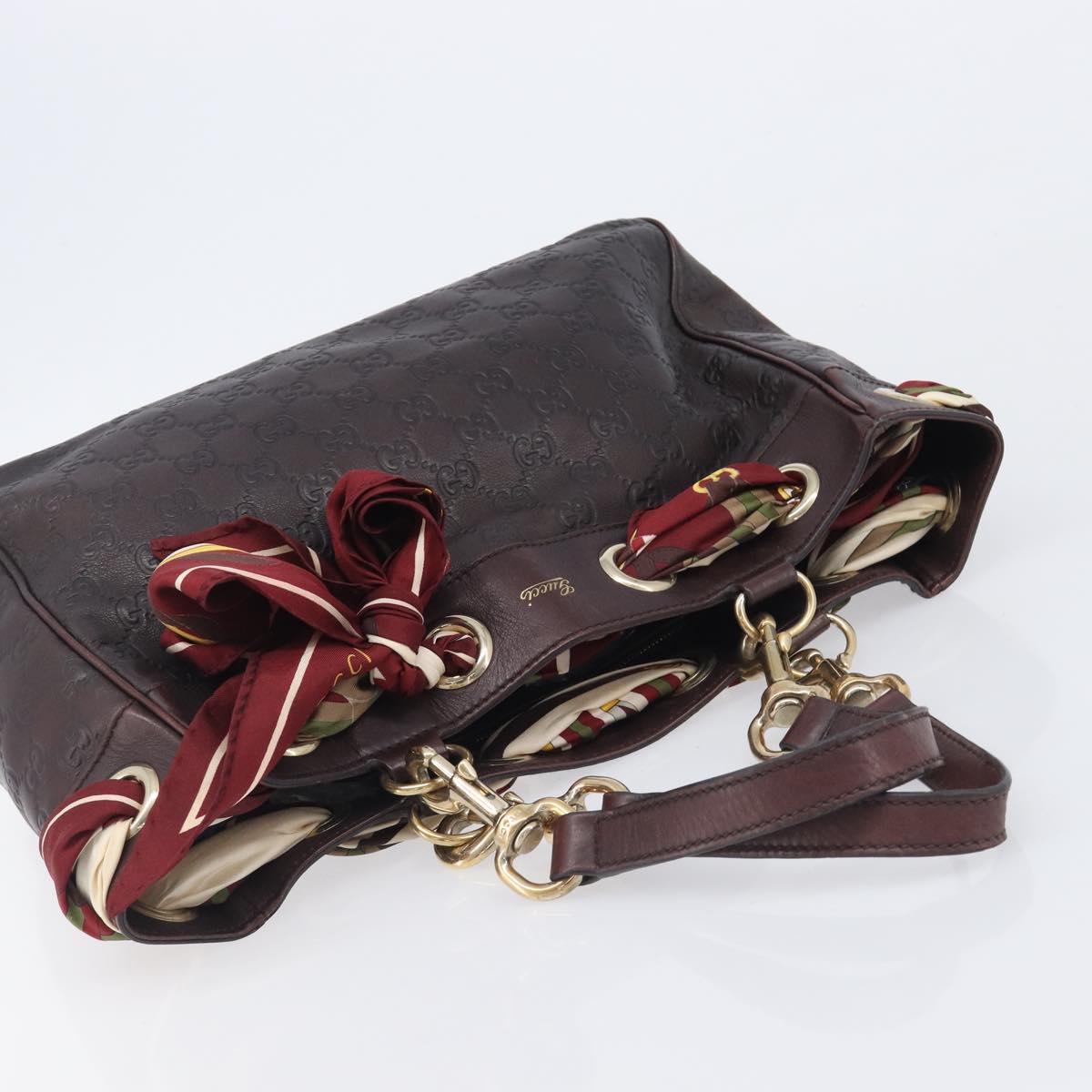 GUCCI GG Canvas Guccissima Hand Bag Leather Brown Gold 162879 Auth 206751
