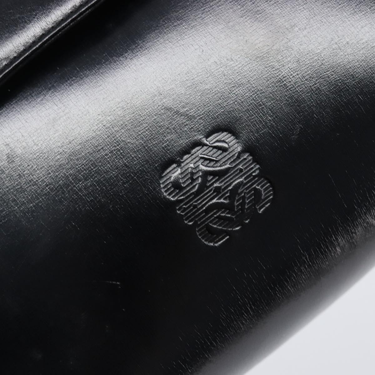LOEWE Shoulder Bag Leather Black Gold Auth 206752