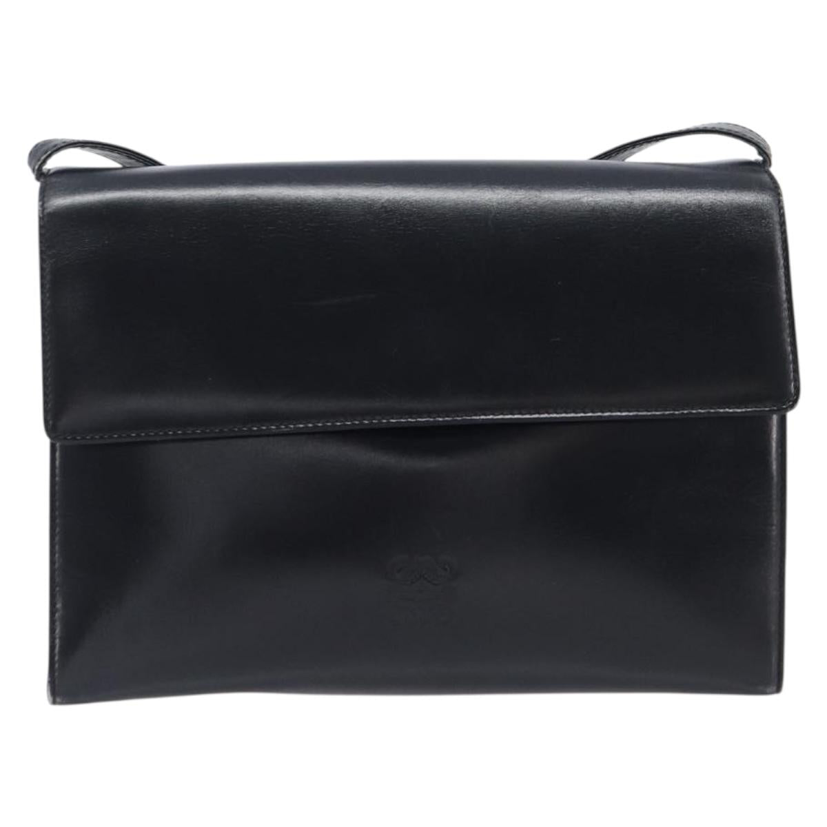 LOEWE Shoulder Bag Leather Black Gold Auth 206752