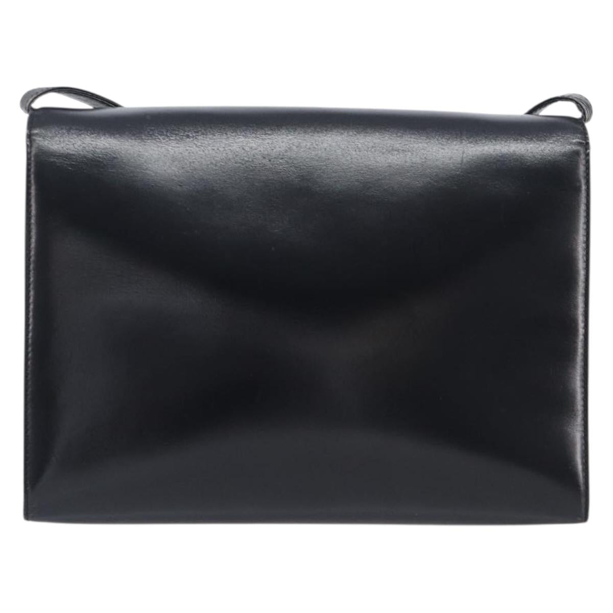 LOEWE Shoulder Bag Leather Black Gold Auth 206752