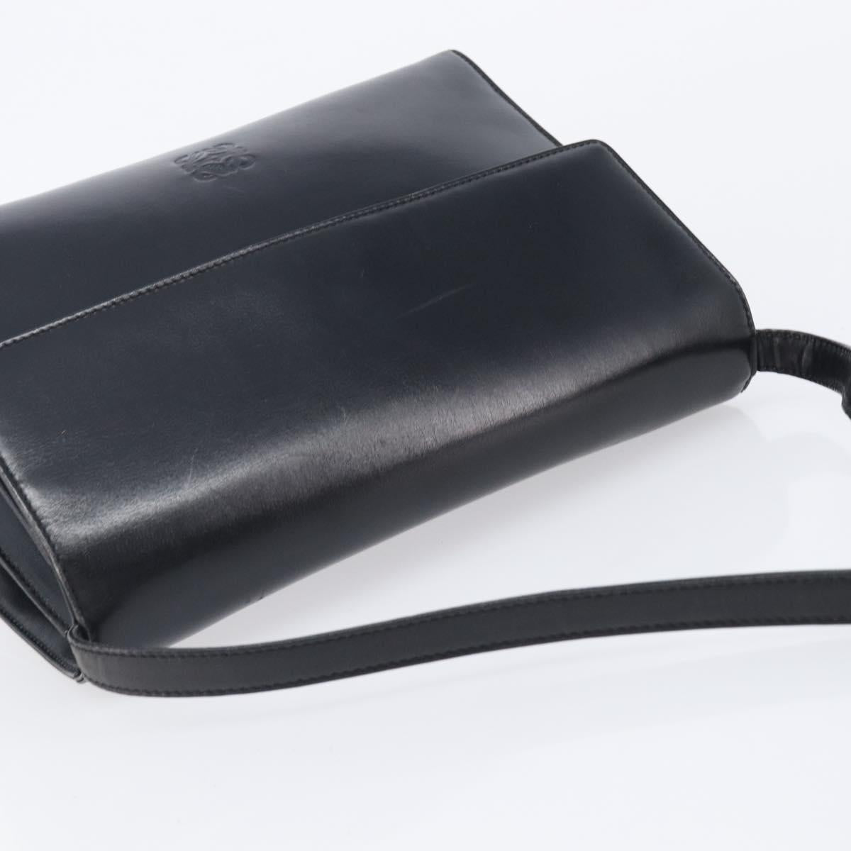 LOEWE Shoulder Bag Leather Black Gold Auth 206752