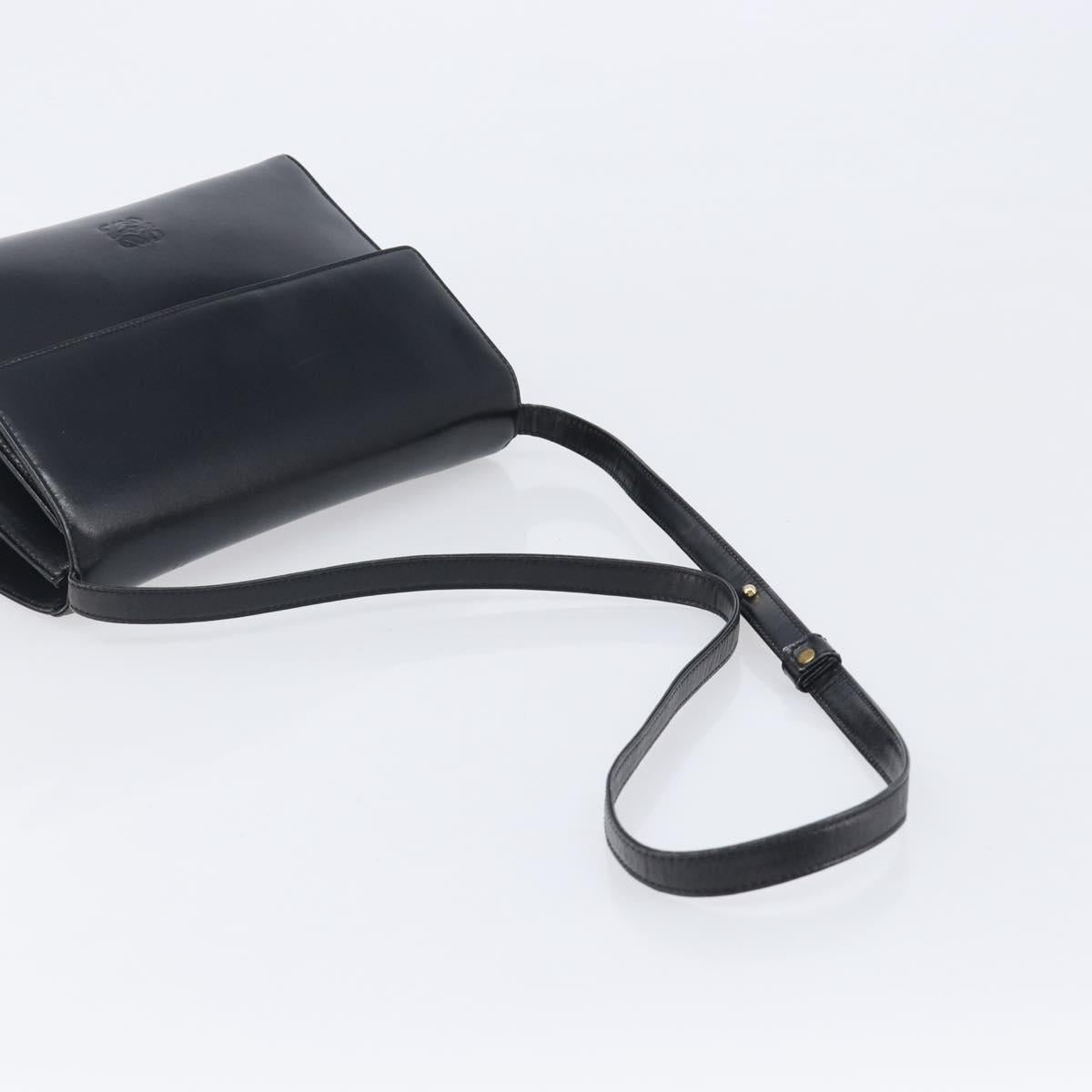 LOEWE Shoulder Bag Leather Black Gold Auth 206752