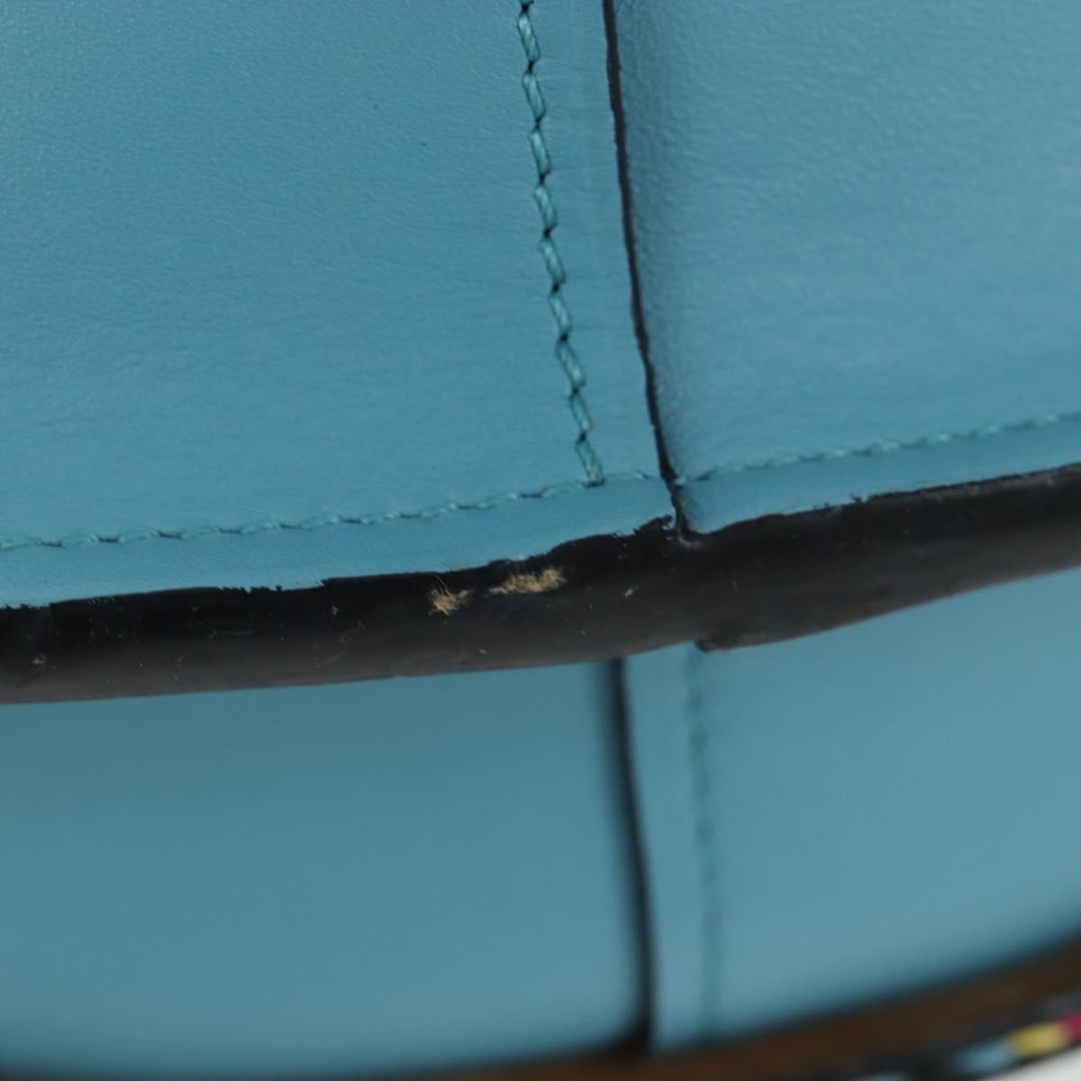 LOEWE Gate Bag Shoulder Bag Leather Light Blue Gold Auth 206756M