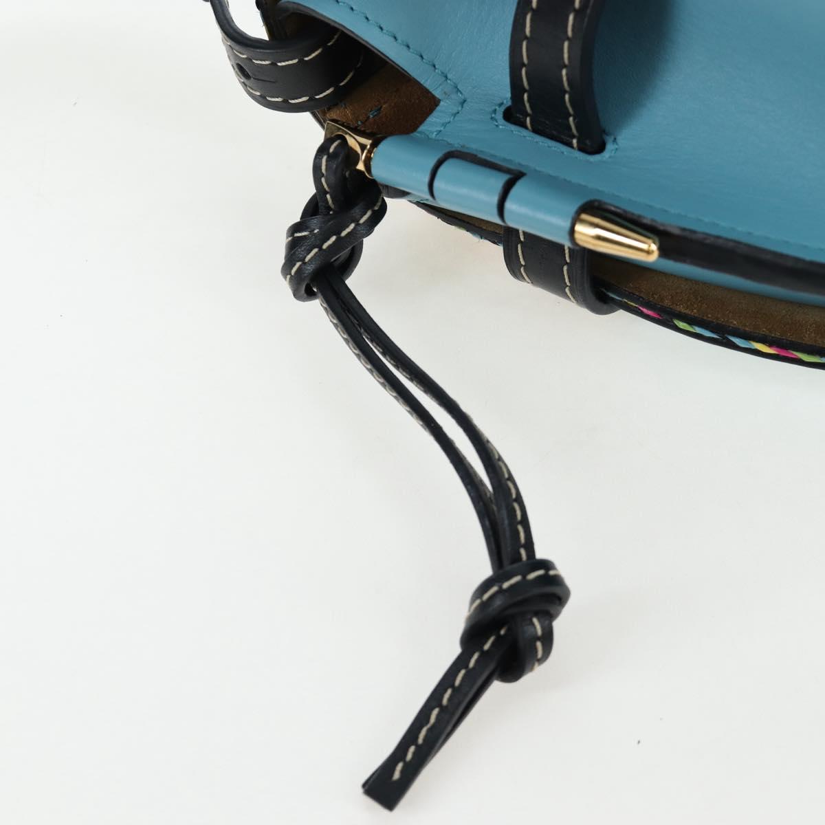 LOEWE Gate Bag Shoulder Bag Leather Light Blue Gold Auth 206756M