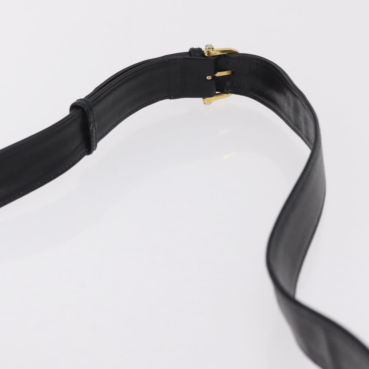 CELINE Horse Carriage Horsebit Shoulder Bag Leather Black Gold Auth 206758V