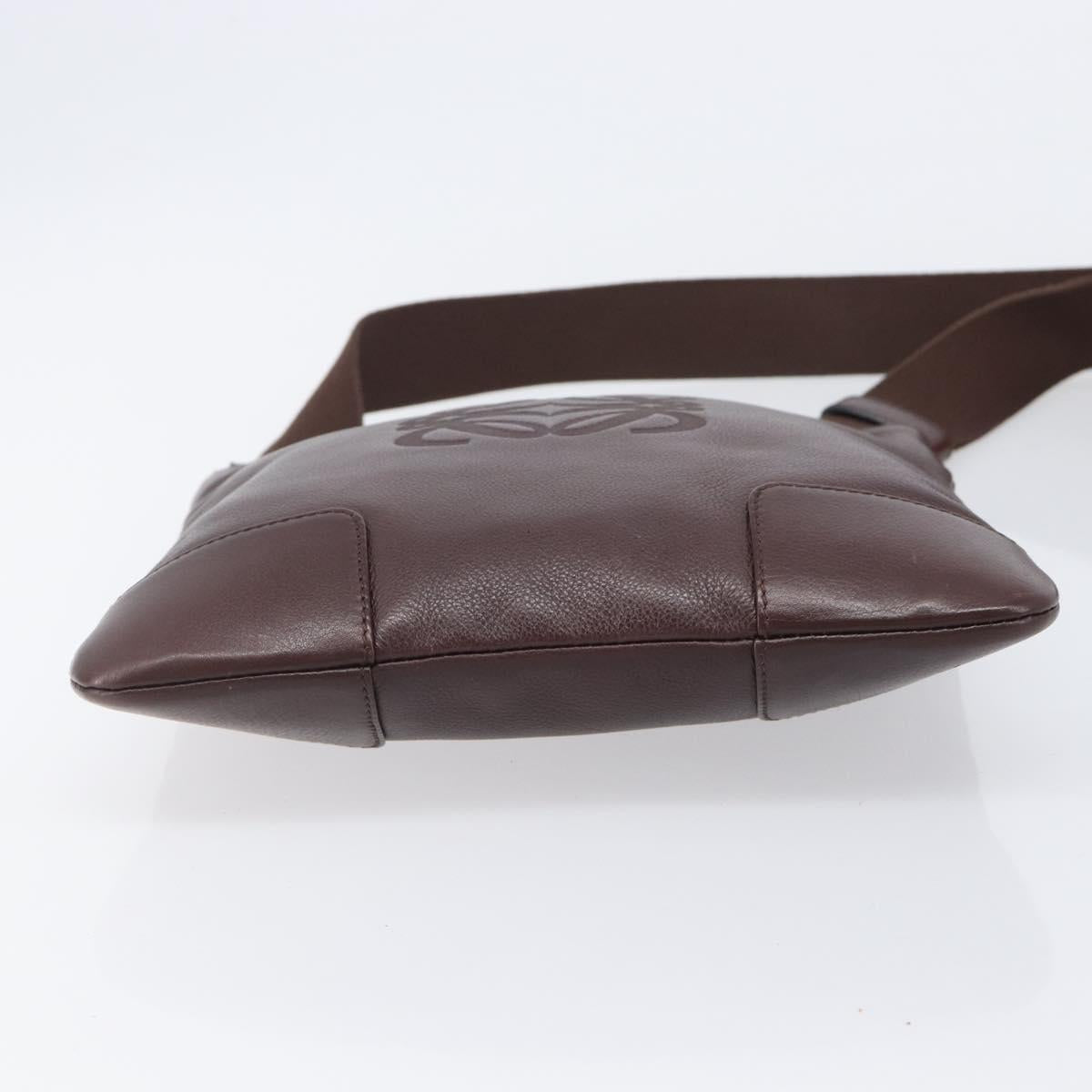 LOEWE Shoulder Bag Leather Brown Silver Auth 206761A