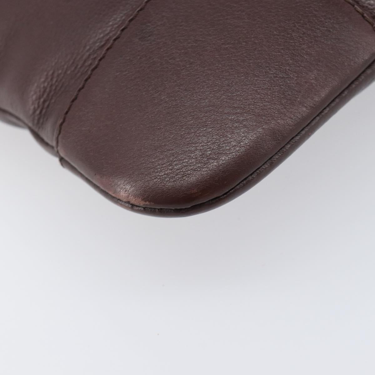 LOEWE Shoulder Bag Leather Brown Silver Auth 206761A