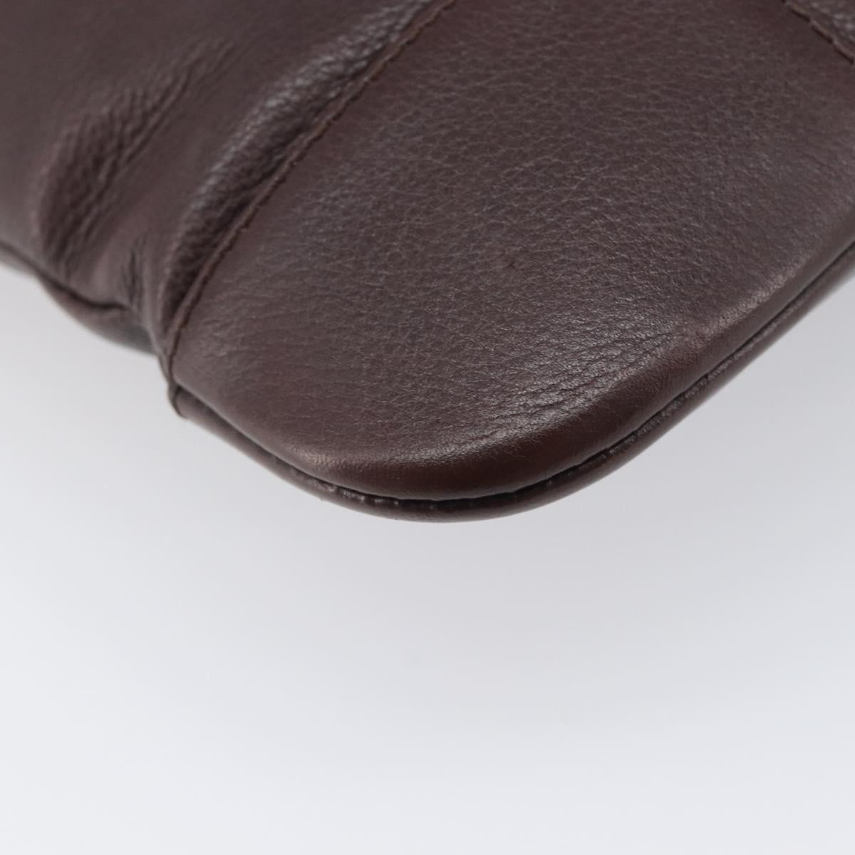 LOEWE Shoulder Bag Leather Brown Silver Auth 206761A
