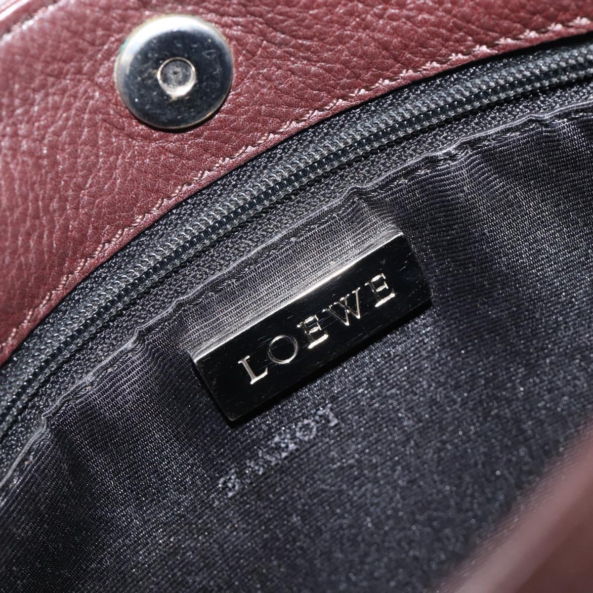 LOEWE Shoulder Bag Leather Brown Silver Auth 206761A