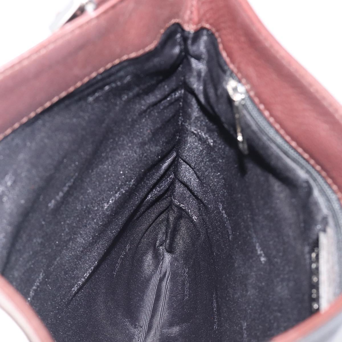 LOEWE Shoulder Bag Leather Brown Silver Auth 206761A
