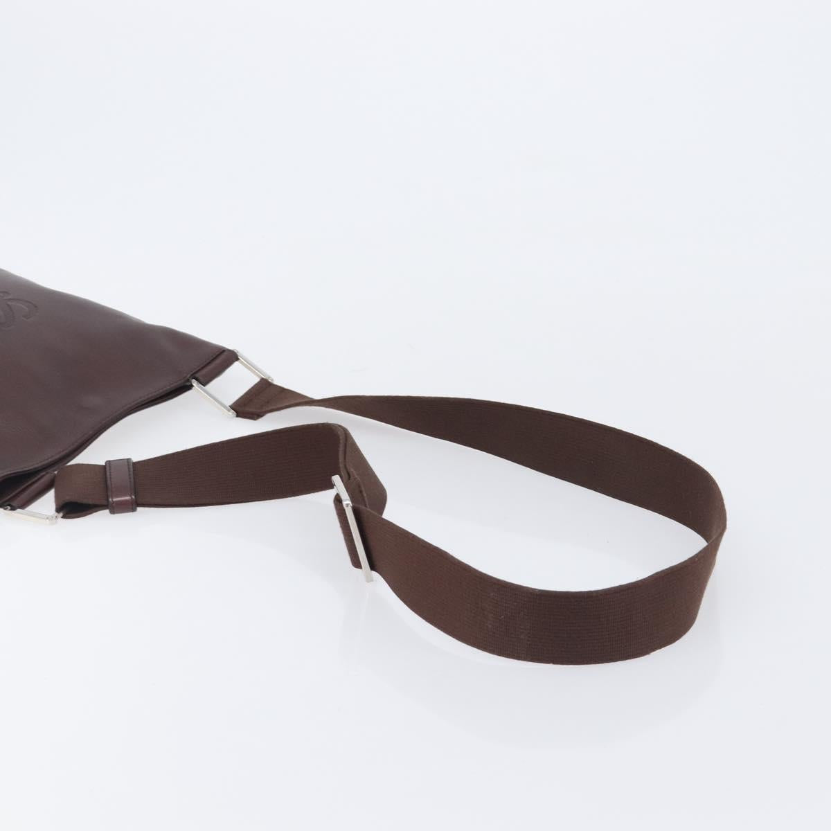 LOEWE Shoulder Bag Leather Brown Silver Auth 206761A