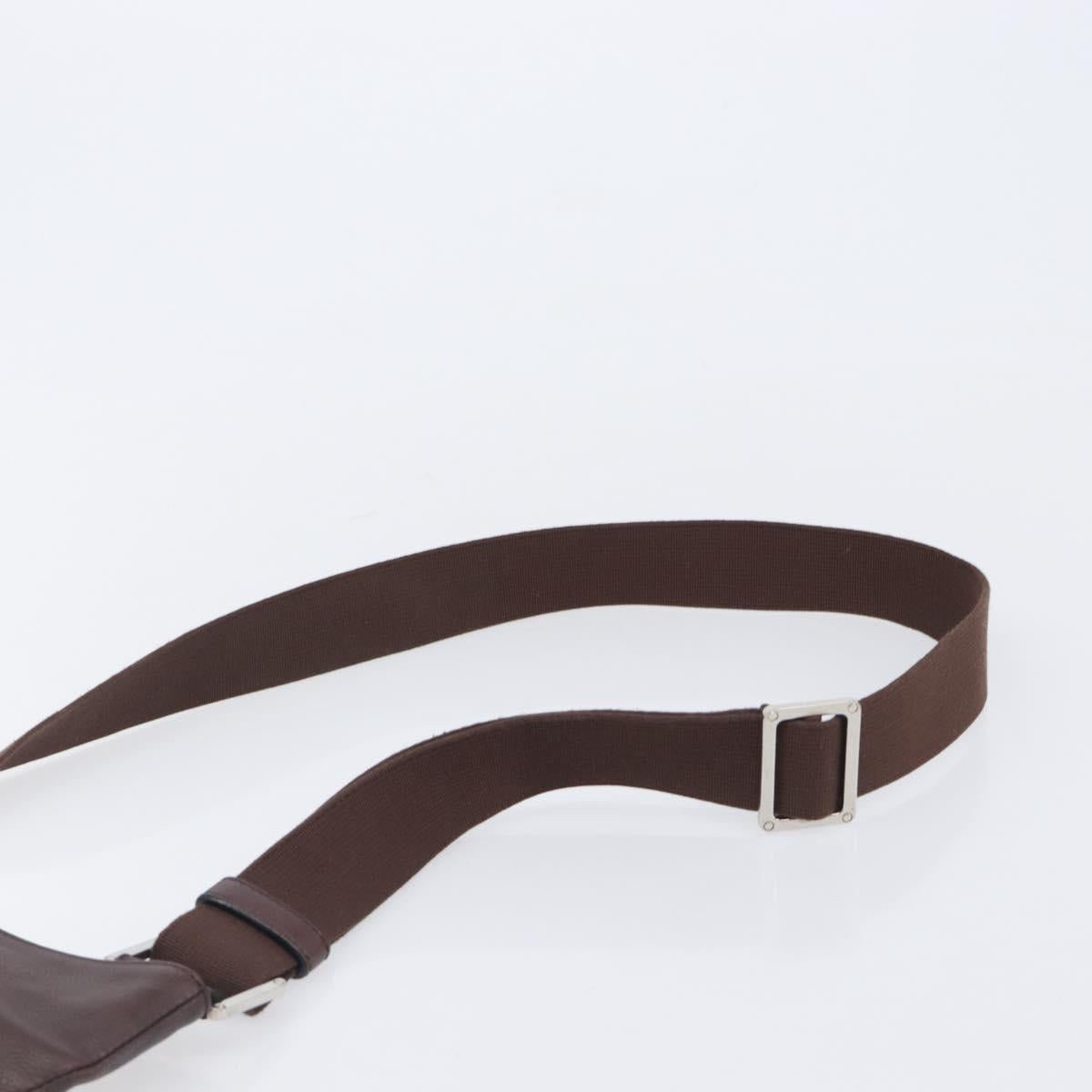 LOEWE Shoulder Bag Leather Brown Silver Auth 206761A