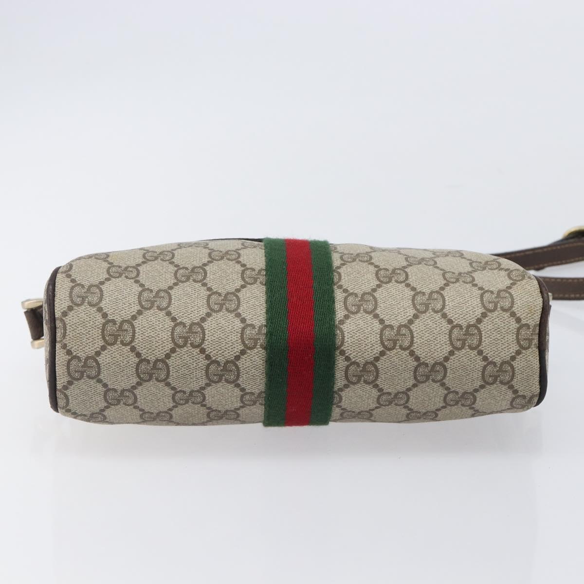 GUCCI GG Supreme Web Sherry Line Bag PVC Beige Gold 51 01 3552 Auth 206765