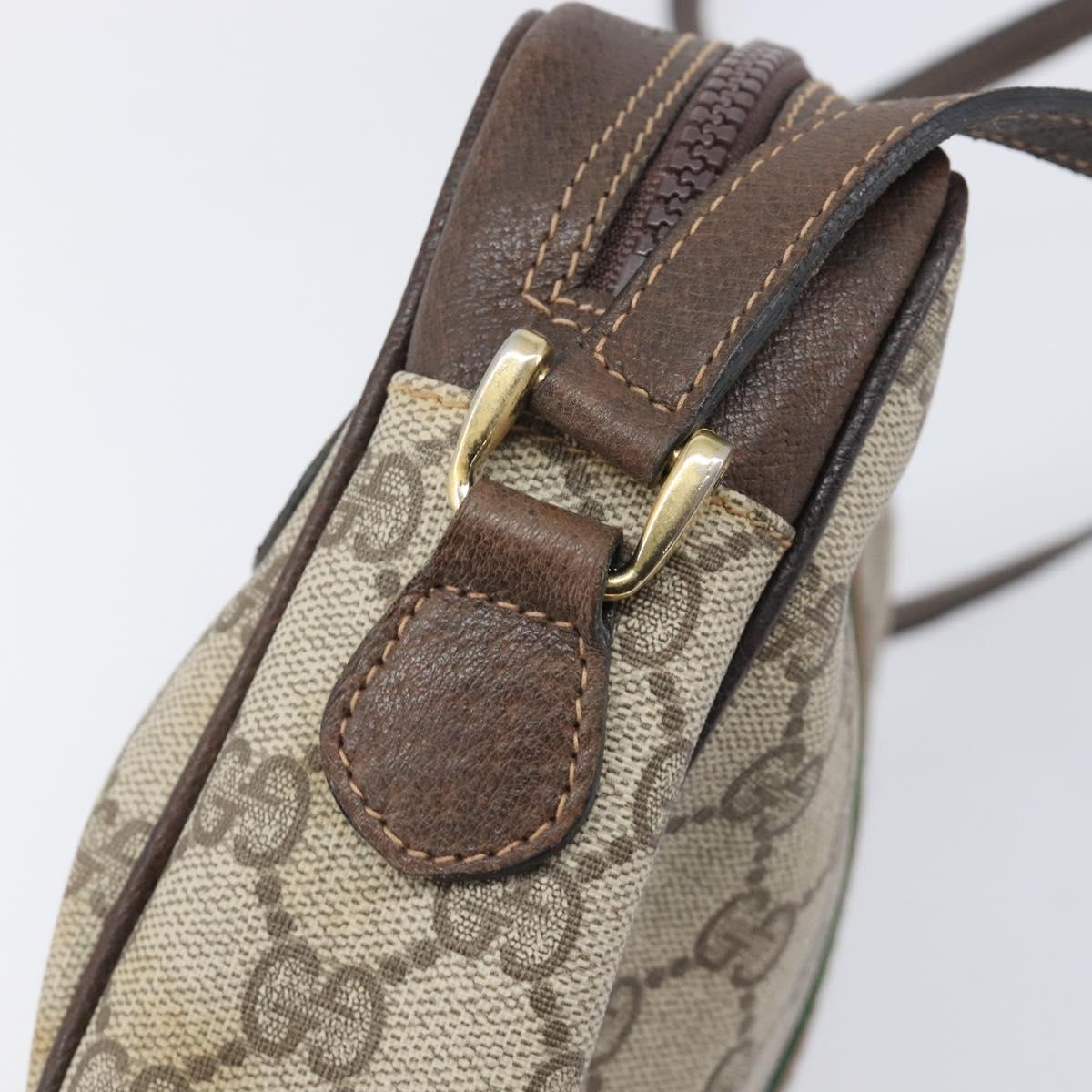 GUCCI GG Supreme Web Sherry Line Bag PVC Beige Gold 51 01 3552 Auth 206765
