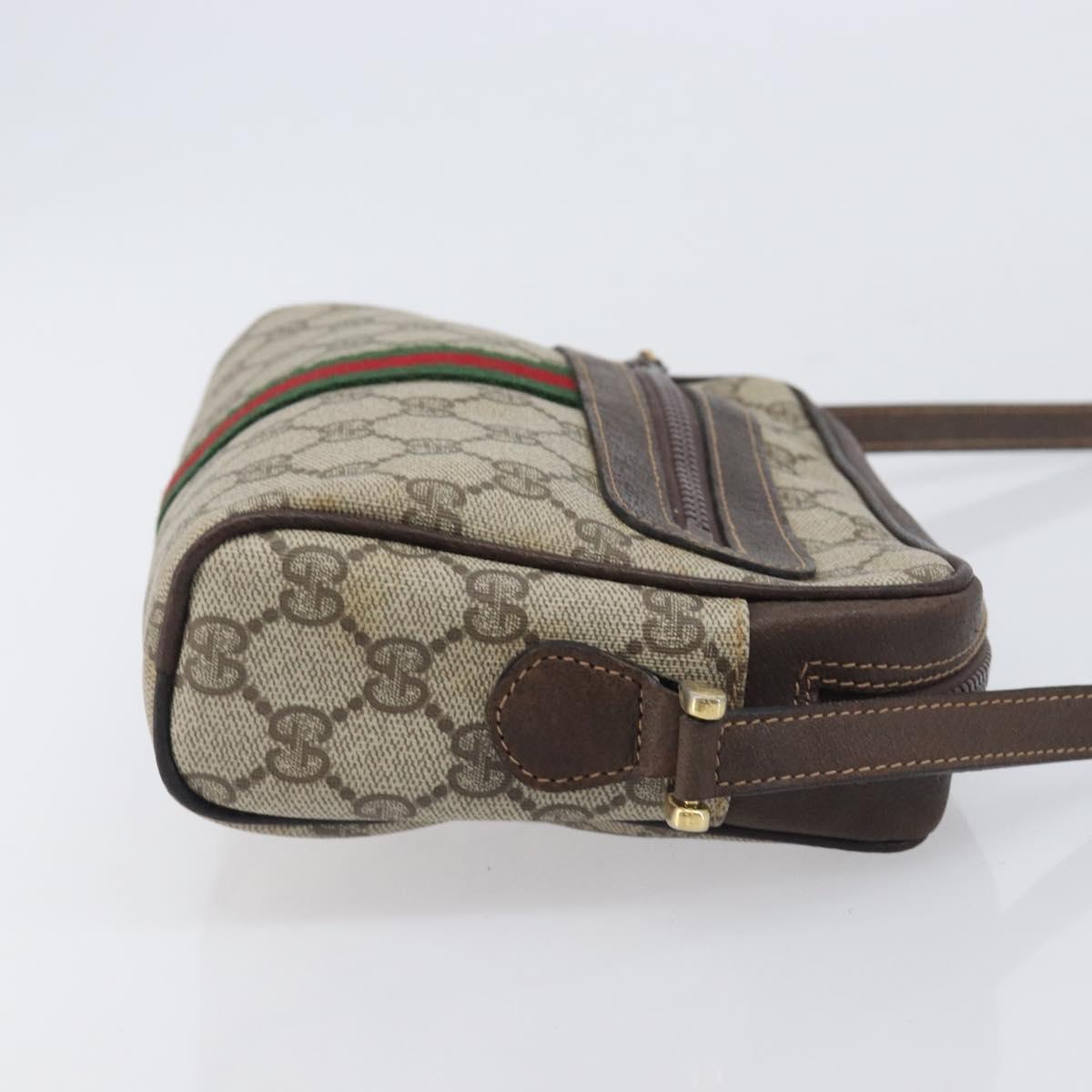 GUCCI GG Supreme Web Sherry Line Bag PVC Beige Gold 51 01 3552 Auth 206765