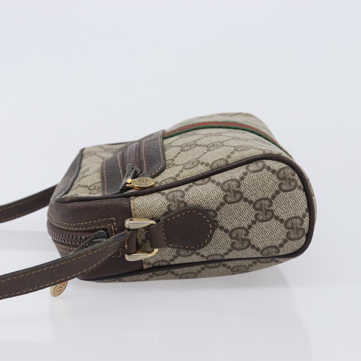 GUCCI GG Supreme Web Sherry Line Bag PVC Beige Gold 51 01 3552 Auth 206765