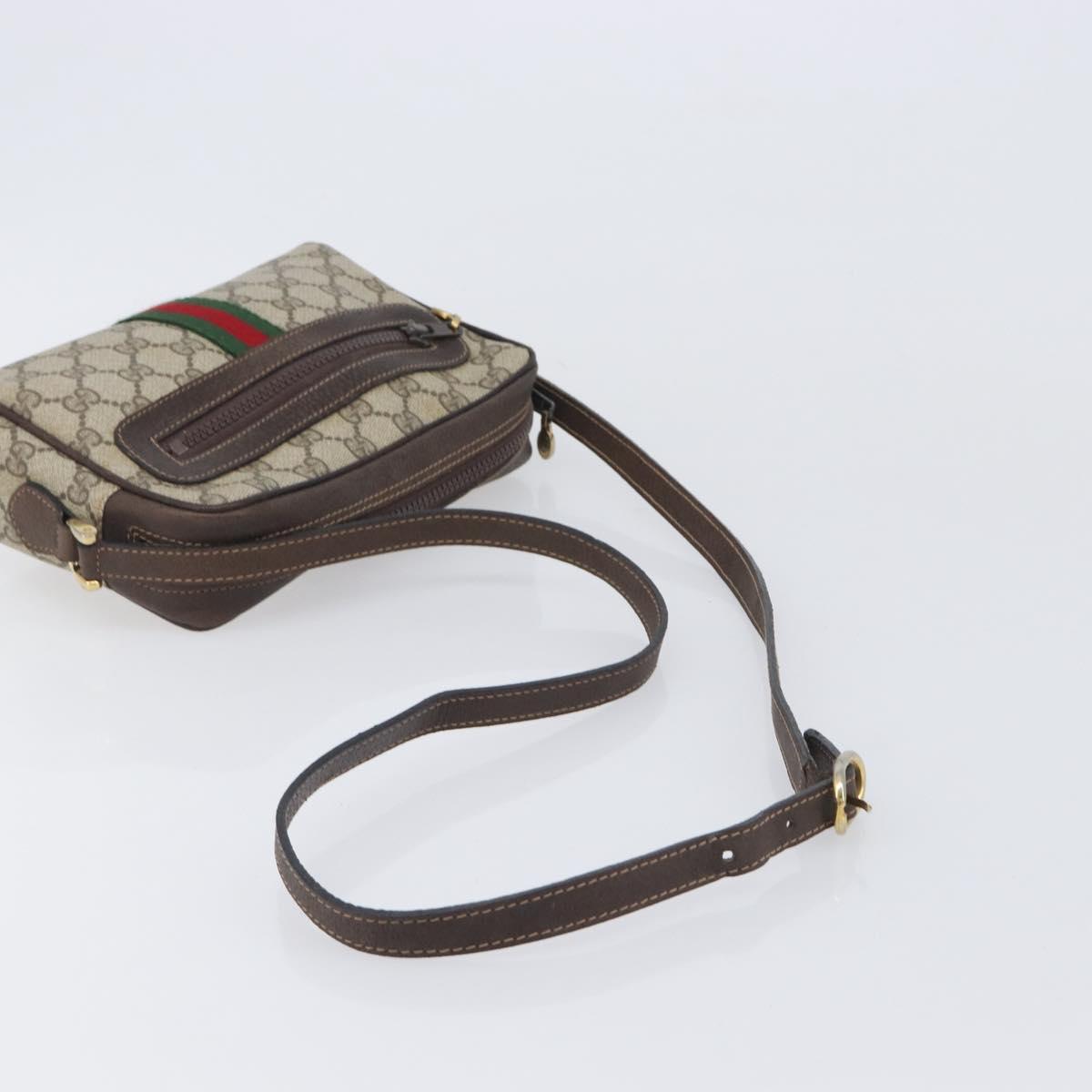 GUCCI GG Supreme Web Sherry Line Bag PVC Beige Gold 51 01 3552 Auth 206765