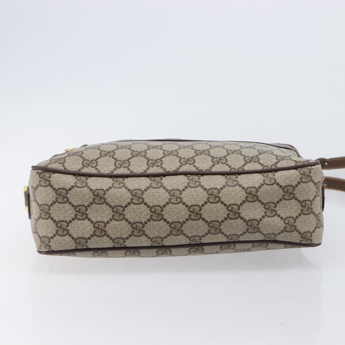 GUCCI GG Supreme Shoulder Bag PVC Beige Gold Auth 206766