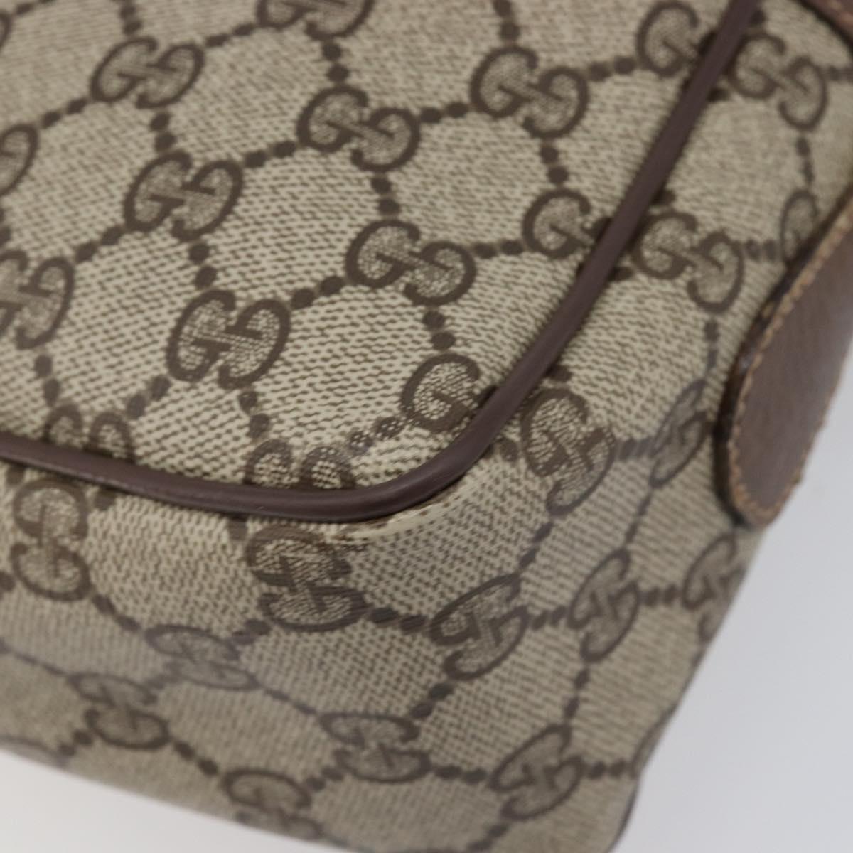 GUCCI GG Supreme Shoulder Bag PVC Beige Gold Auth 206766