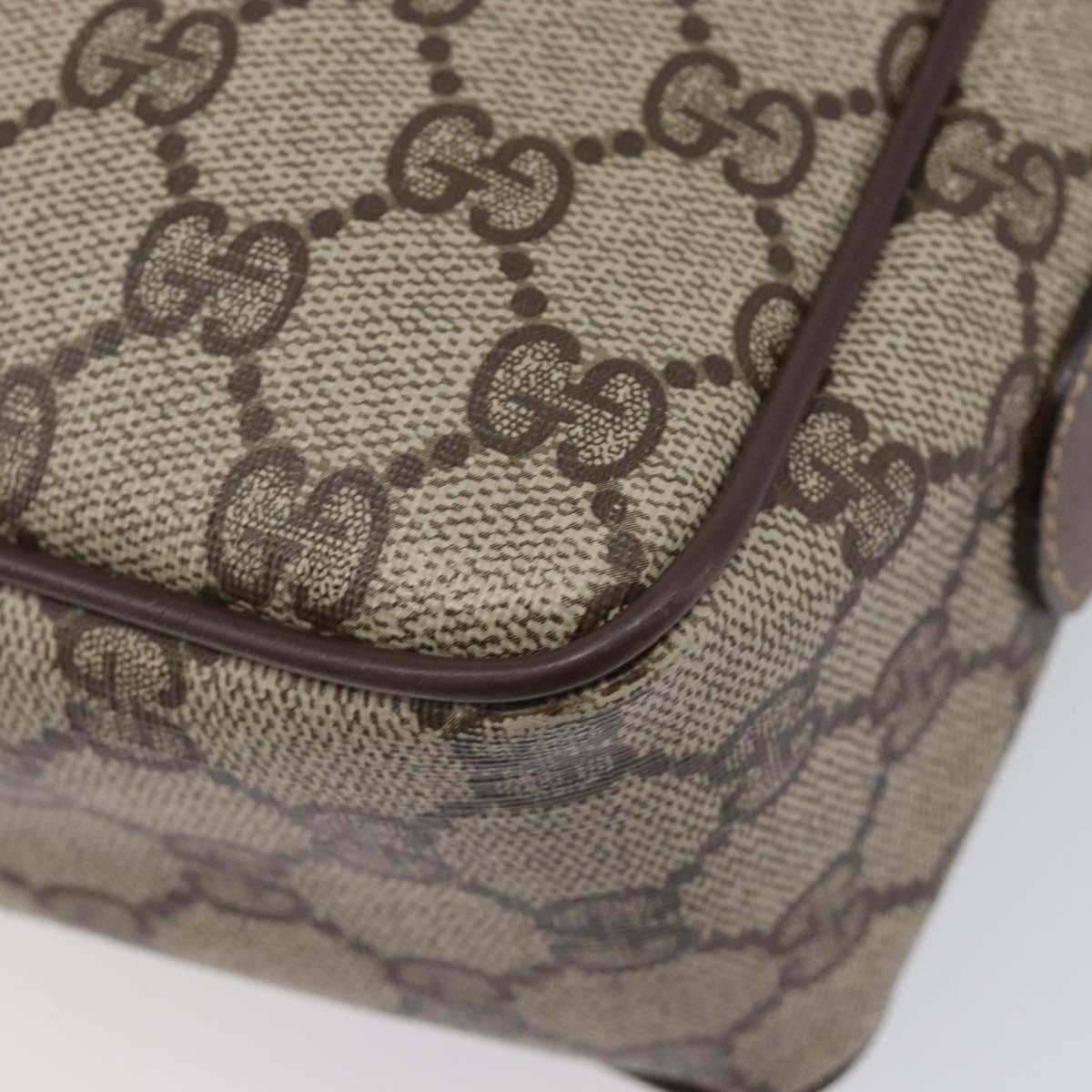 GUCCI GG Supreme Shoulder Bag PVC Beige Gold Auth 206766