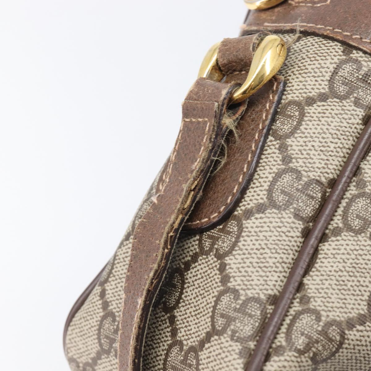GUCCI GG Supreme Shoulder Bag PVC Beige Gold Auth 206766