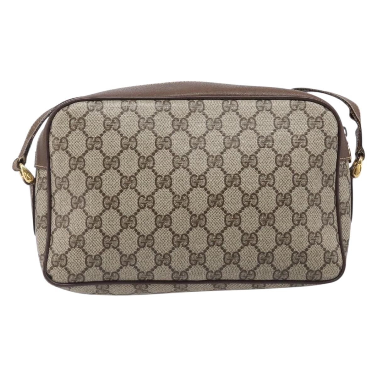 GUCCI GG Supreme Shoulder Bag PVC Beige Gold Auth 206766