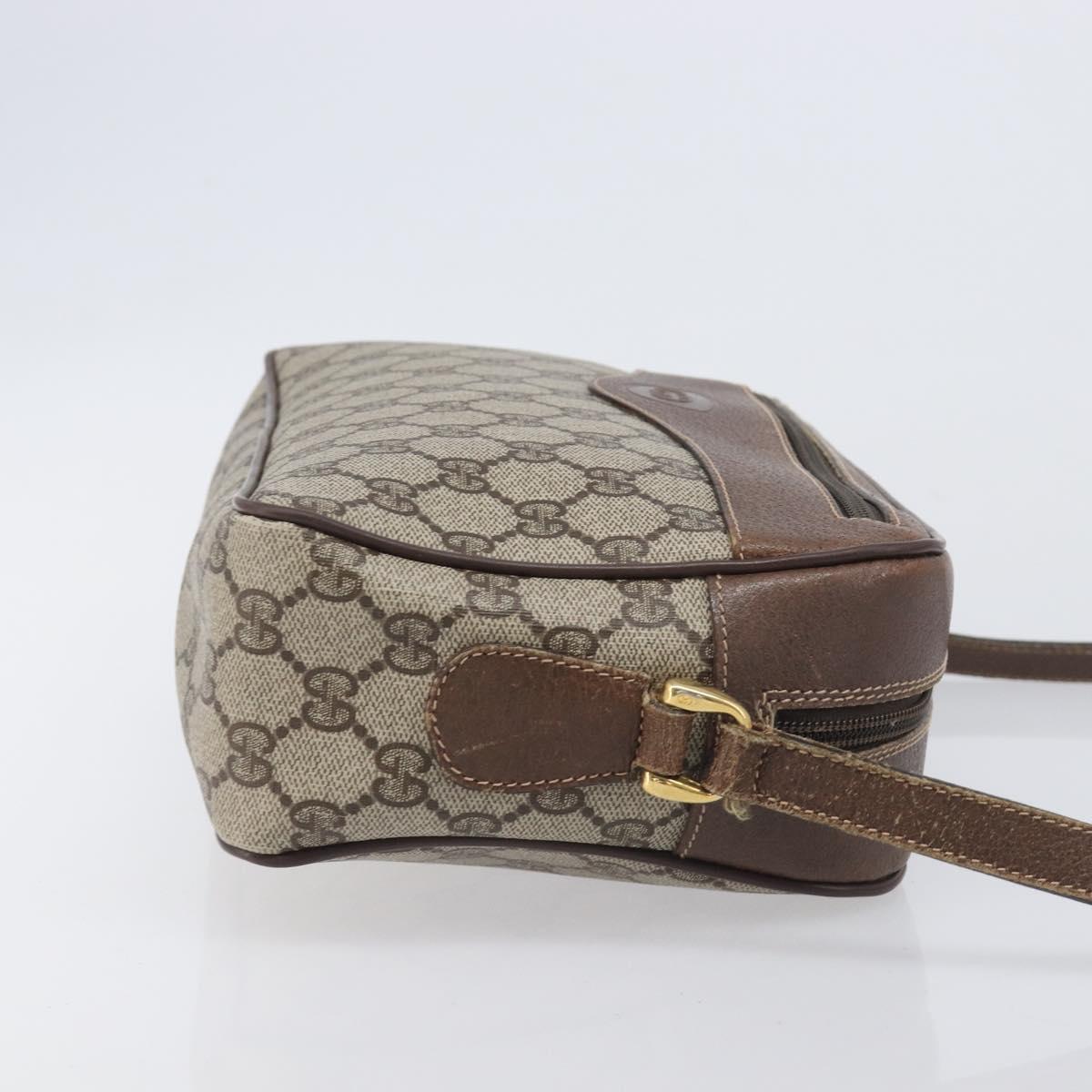 GUCCI GG Supreme Shoulder Bag PVC Beige Gold Auth 206766