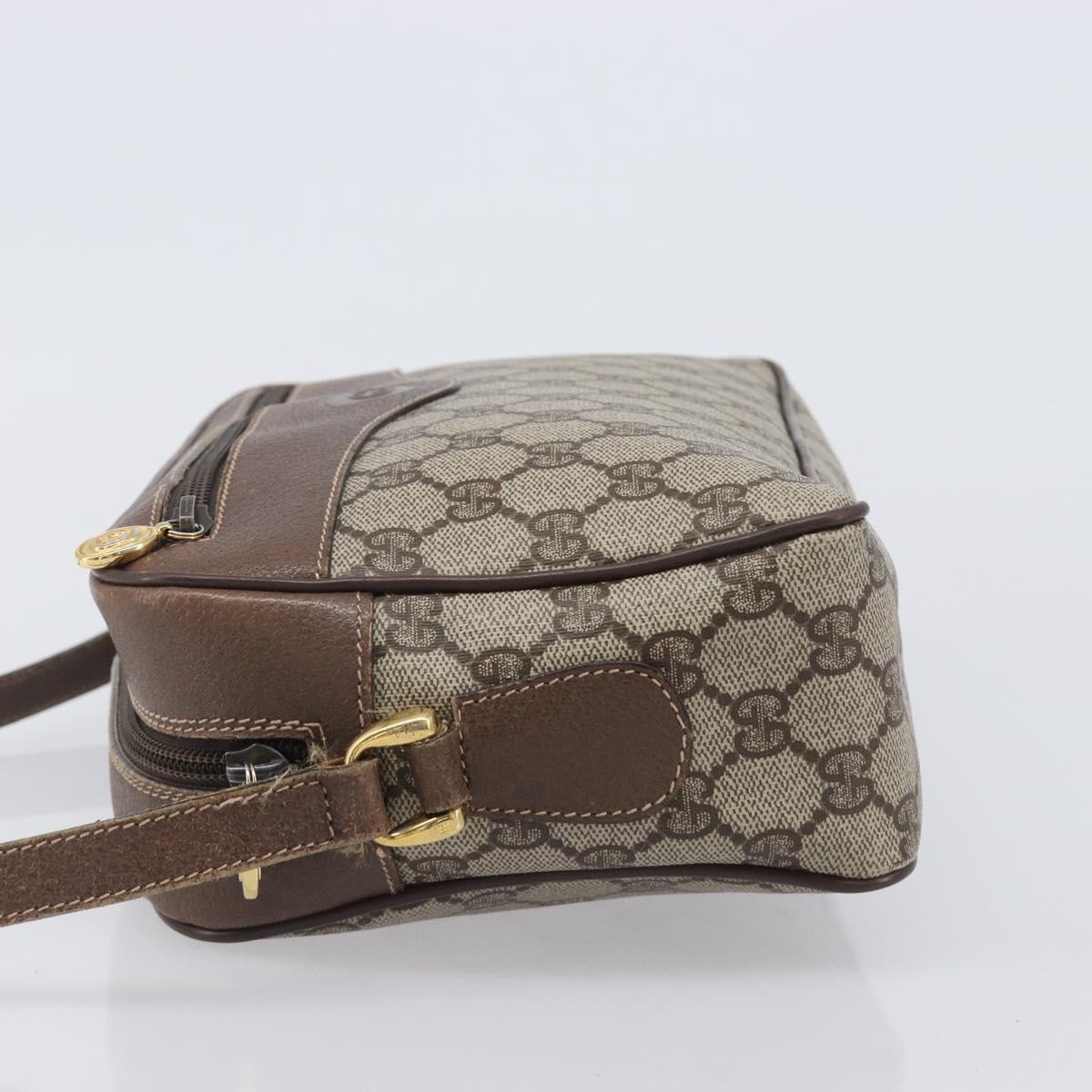 GUCCI GG Supreme Shoulder Bag PVC Beige Gold Auth 206766